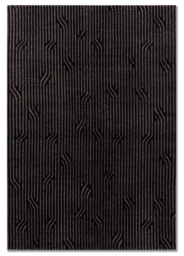 verve grey and black acrylic hand knotted Rug - HeadShot