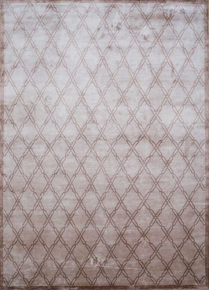 azalea beige and brown bamboo silk hand knotted Rug - HeadShot