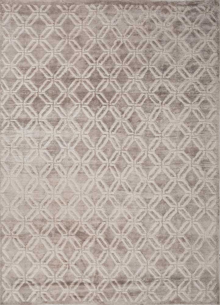 azalea beige and brown bamboo silk hand knotted Rug - HeadShot