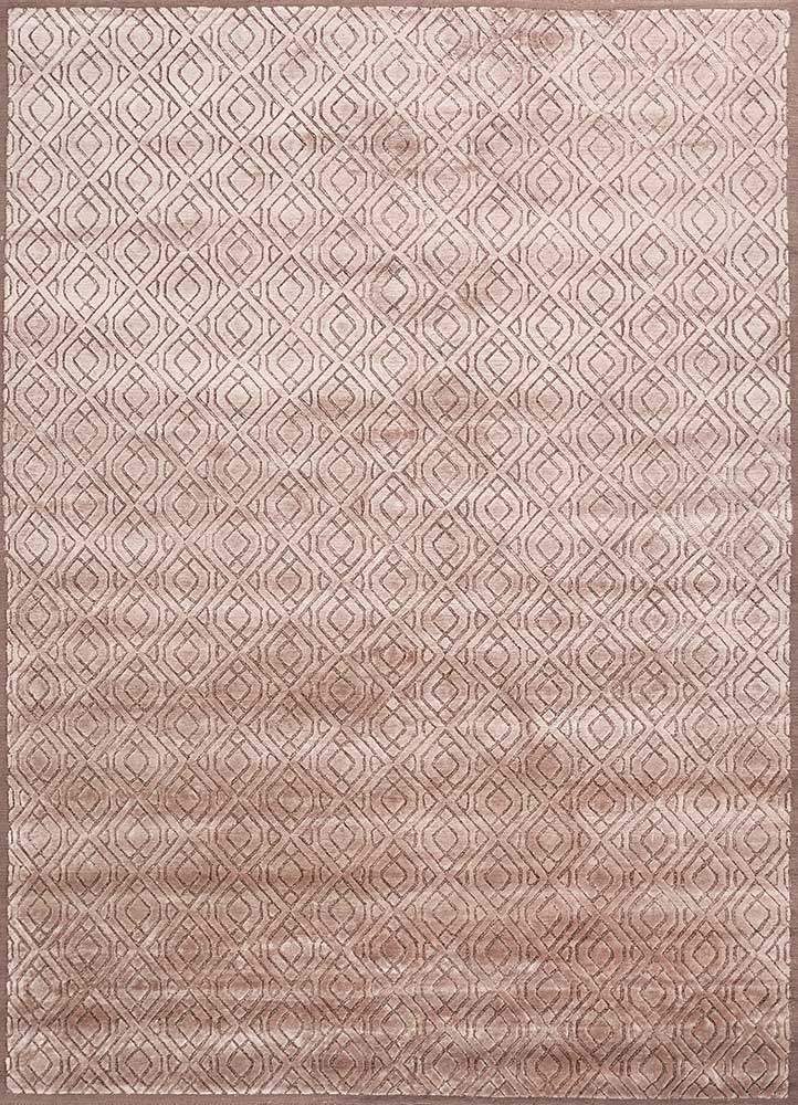 azalea beige and brown bamboo silk hand knotted Rug - HeadShot