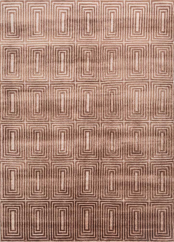 azalea beige and brown bamboo silk hand knotted Rug - HeadShot