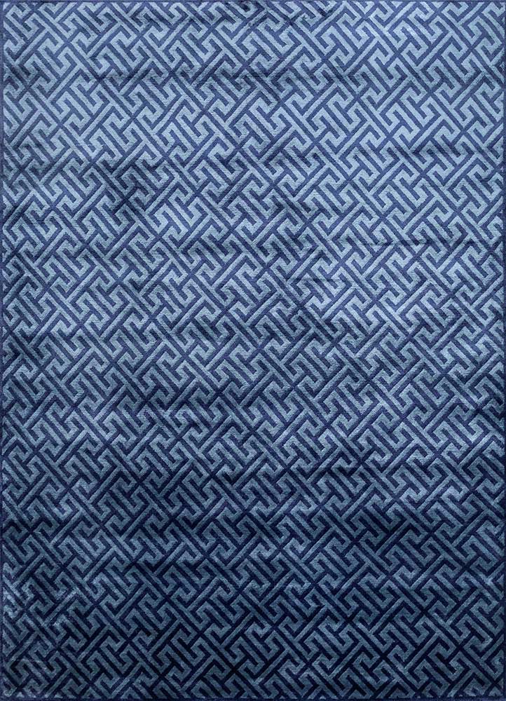 azalea blue bamboo silk hand knotted Rug - HeadShot