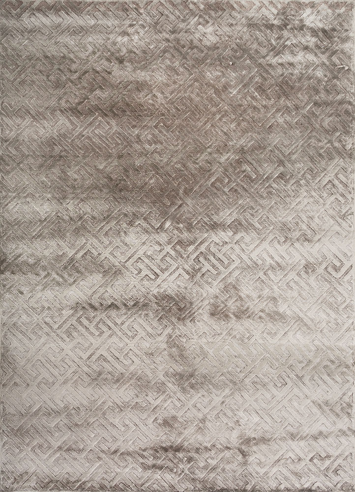 azalea beige and brown bamboo silk hand knotted Rug - HeadShot