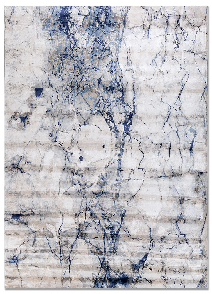 entropy ivory bamboo silk hand knotted Rug - HeadShot