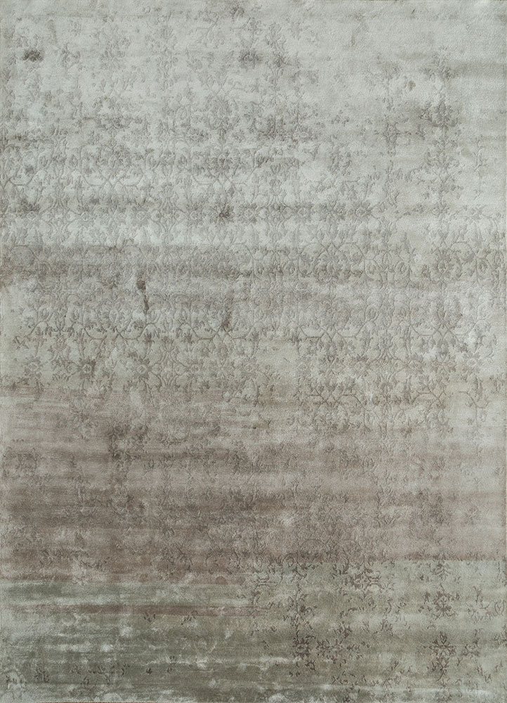 far east grey and black bamboo silk hand knotted Rug - HeadShot
