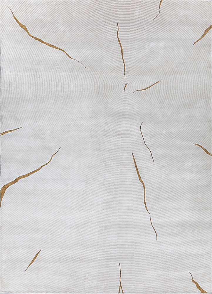 azalea ivory bamboo silk and zari hand knotted Rug - HeadShot