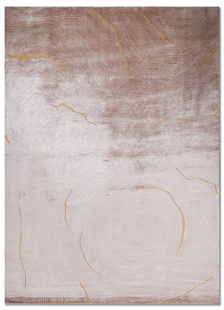 azalea beige and brown bamboo silk and zari hand knotted Rug - HeadShot