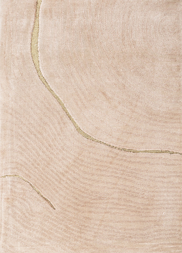 azalea beige and brown bamboo silk hand knotted Rug - HeadShot