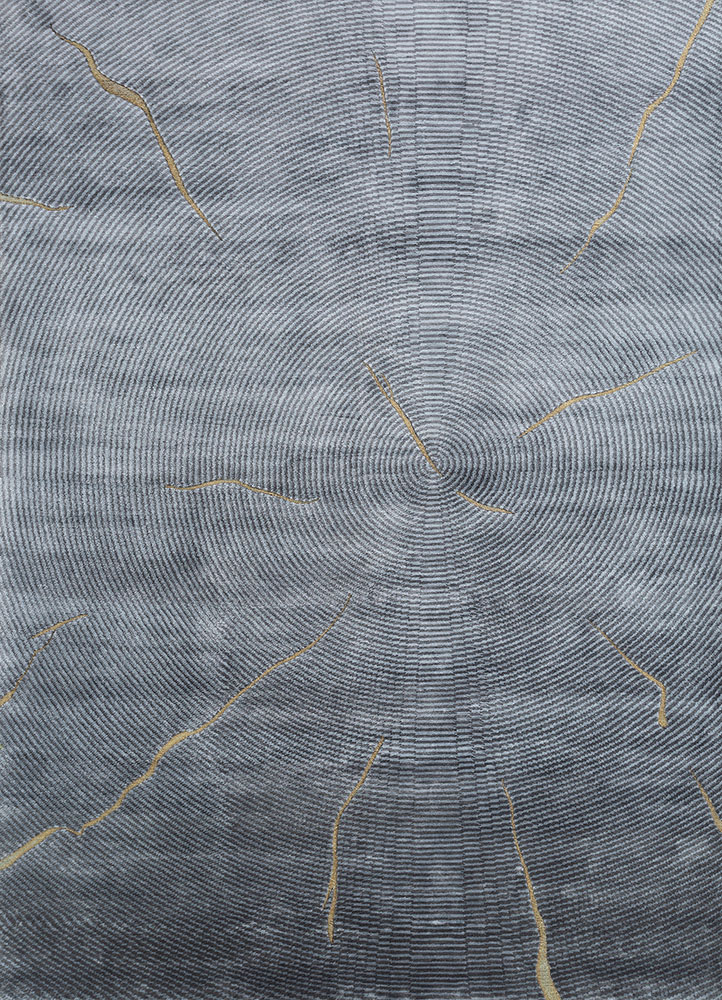 azalea blue bamboo silk hand knotted Rug - HeadShot