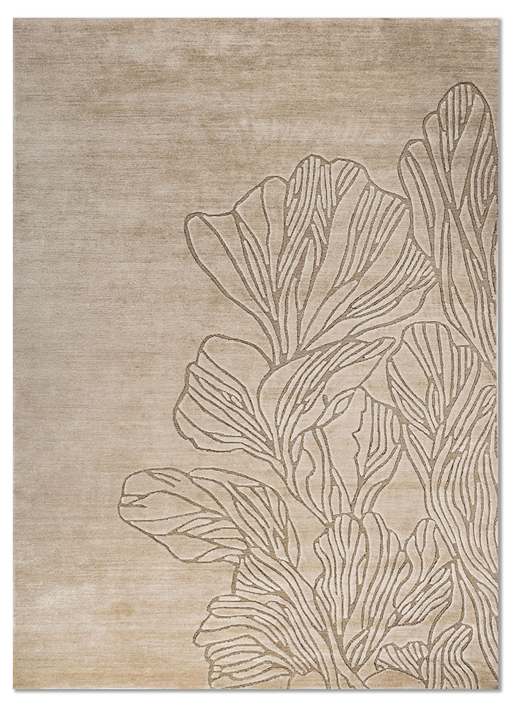azalea ivory tencil and zari hand knotted Rug - HeadShot