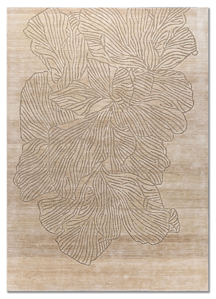 azalea ivory tencil and zari hand knotted Rug - HeadShot