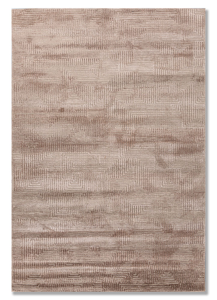 azalea beige and brown wool and bamboo silk hand knotted Rug - HeadShot