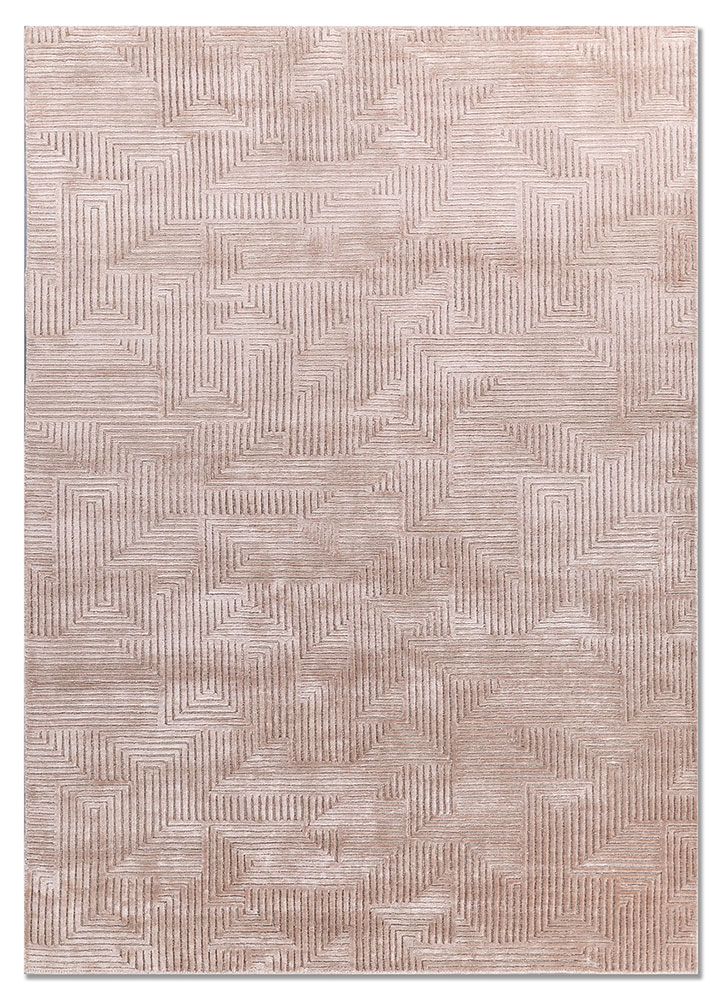 azalea beige and brown wool and bamboo silk hand knotted Rug - HeadShot