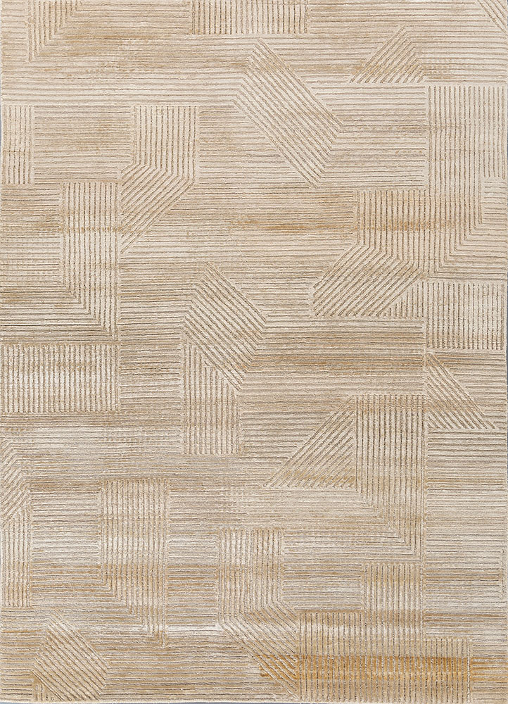 azalea gold wool and bamboo silk hand knotted Rug - HeadShot