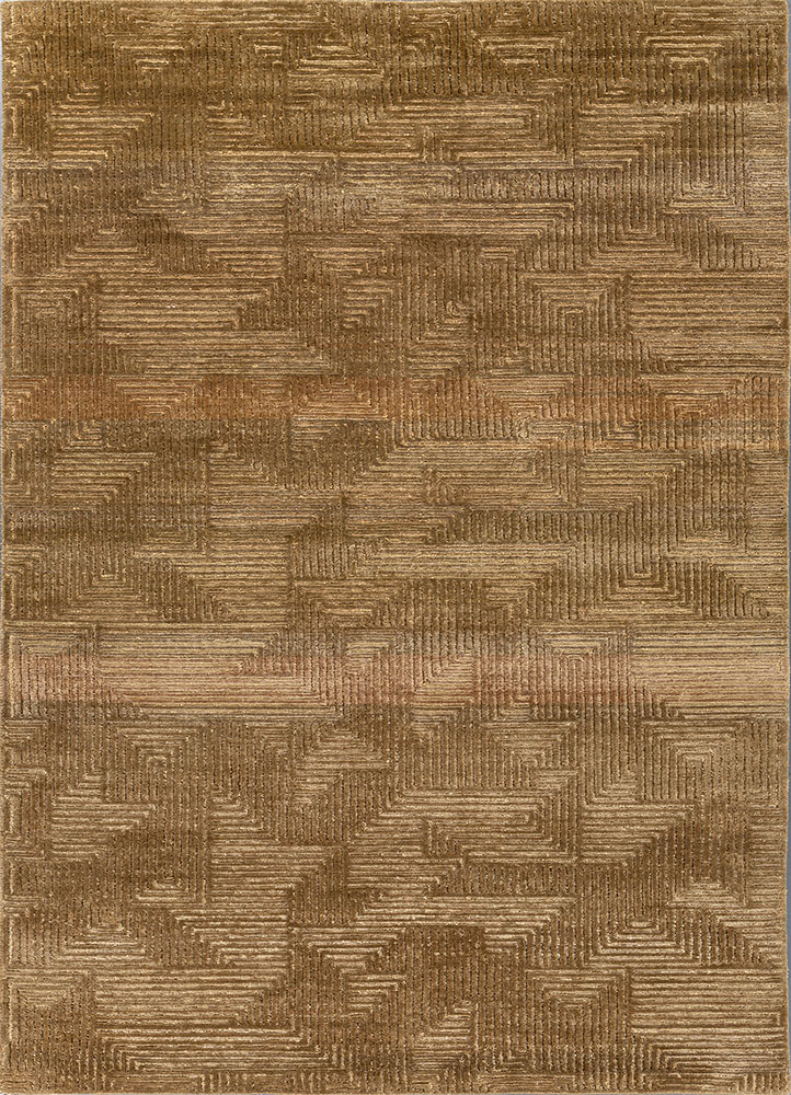 azalea gold wool and bamboo silk hand knotted Rug - HeadShot