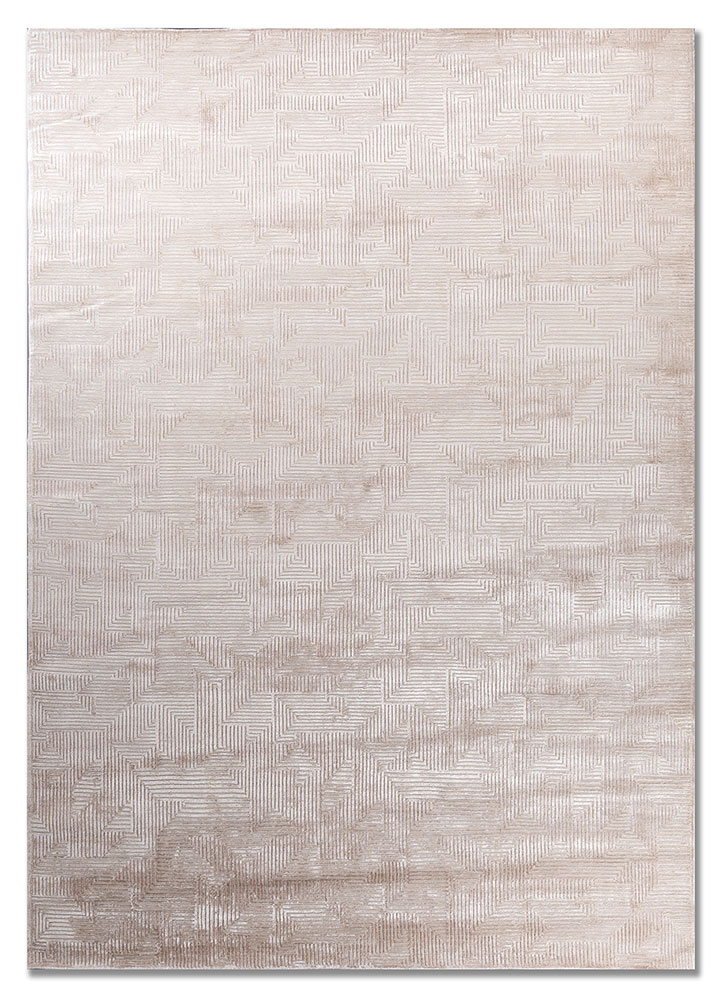 azalea ivory wool and bamboo silk hand knotted Rug - HeadShot