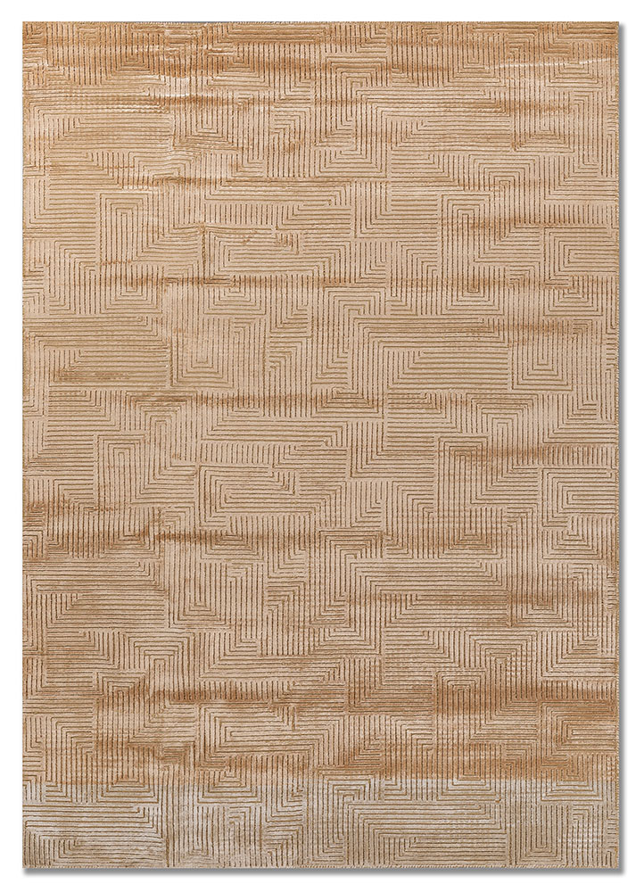 azalea gold wool and bamboo silk hand knotted Rug - HeadShot