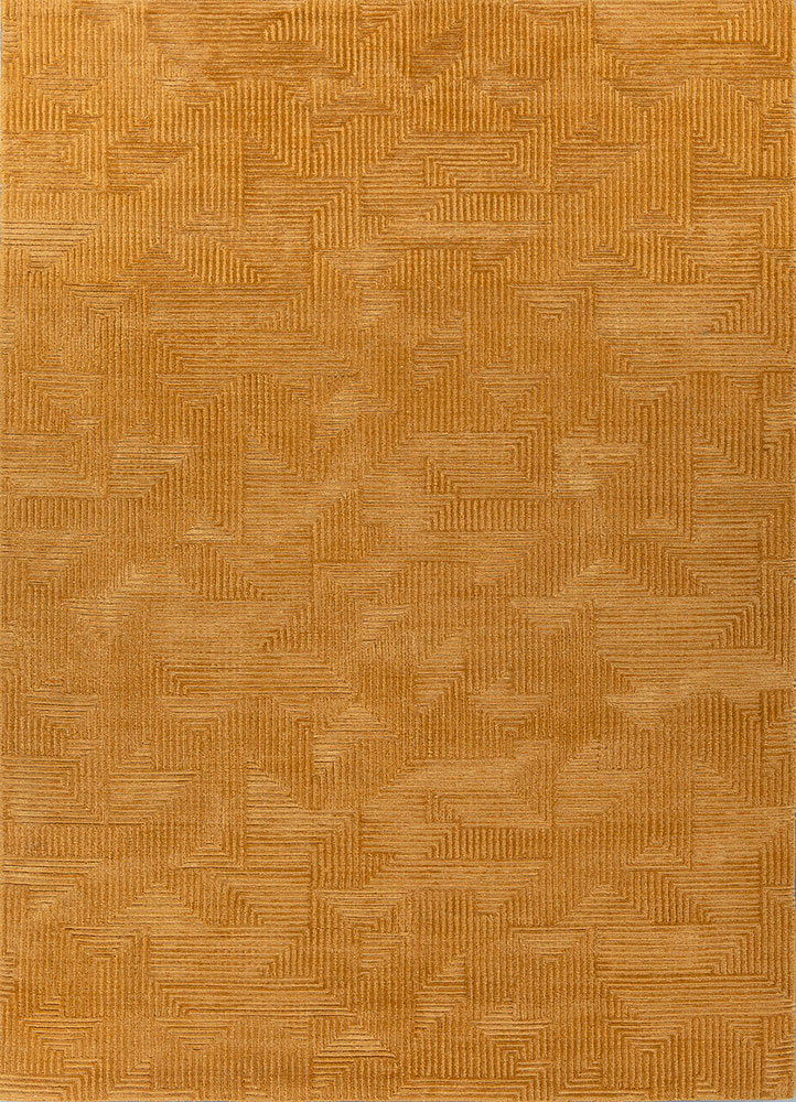 azalea gold wool and bamboo silk hand knotted Rug - HeadShot