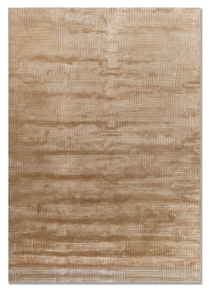 azalea gold wool and bamboo silk hand knotted Rug - HeadShot