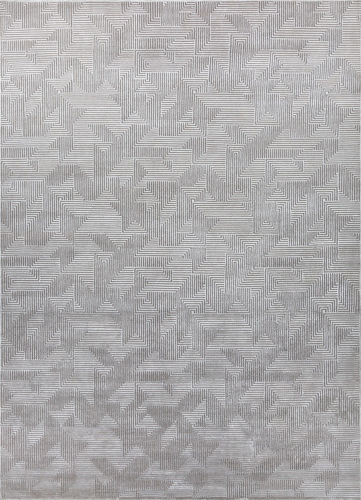 azalea grey and black wool and bamboo silk hand knotted Rug - HeadShot