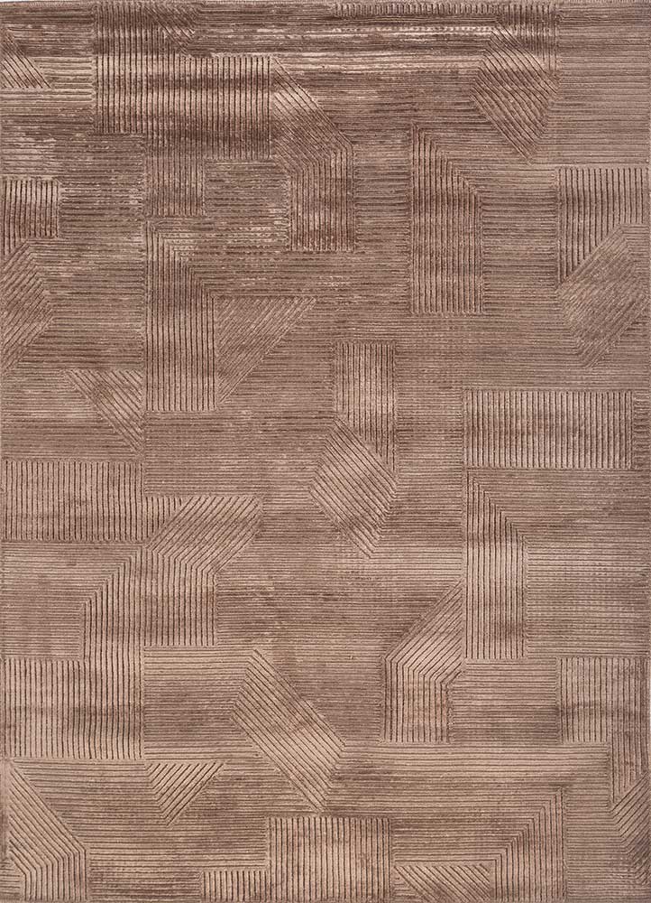 azalea beige and brown wool and bamboo silk hand knotted Rug - HeadShot