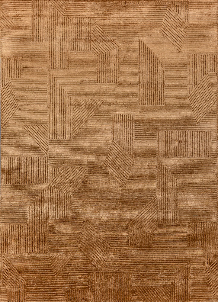 azalea gold wool and bamboo silk hand knotted Rug - HeadShot