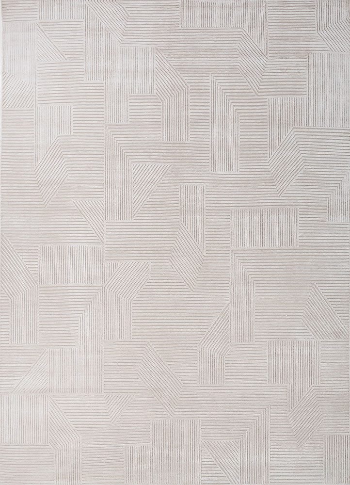 azalea ivory wool and bamboo silk hand knotted Rug - HeadShot