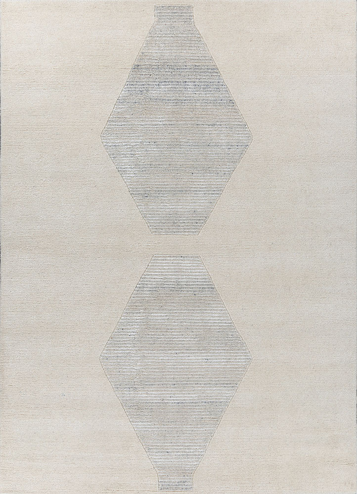 zuri ivory wool and bamboo silk hand knotted Rug - HeadShot