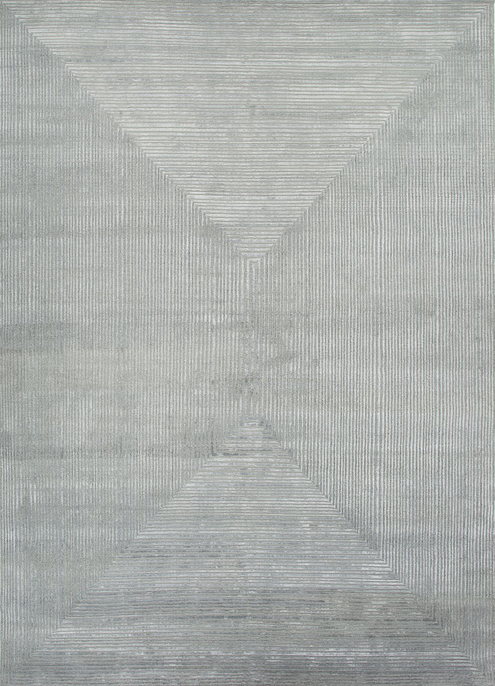 azalea blue wool and bamboo silk hand knotted Rug - HeadShot