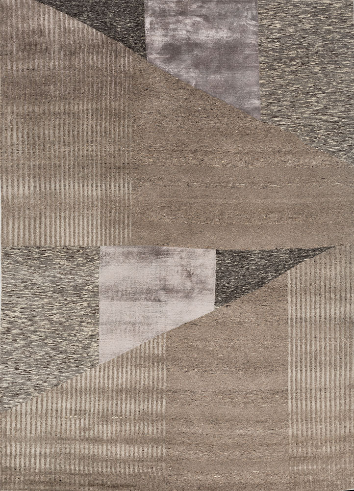 azalea grey and black wool and bamboo silk hand knotted Rug - HeadShot