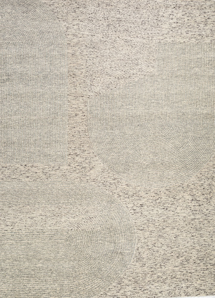 azalea ivory wool and bamboo silk hand knotted Rug - HeadShot