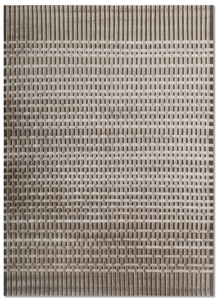 azalea ivory wool and bamboo silk hand knotted Rug - HeadShot