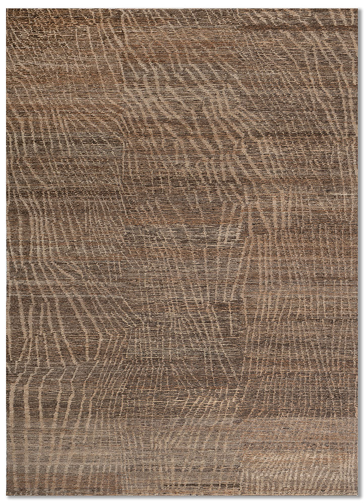 aprezo beige and brown wool hand knotted Rug - HeadShot