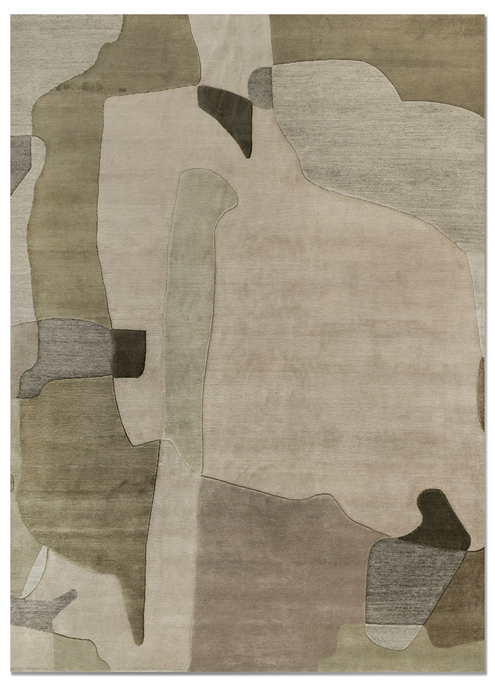 blythe green wool hand knotted Rug - HeadShot