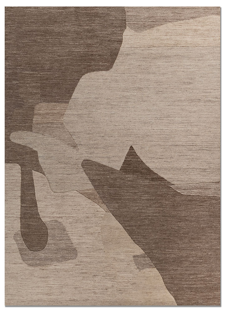 blythe beige and brown wool hand knotted Rug - HeadShot