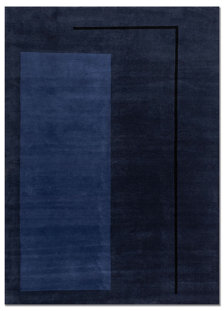 sthir blue wool hand knotted Rug - HeadShot