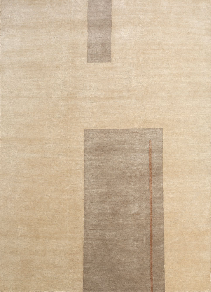 sthir gold wool hand knotted Rug - HeadShot