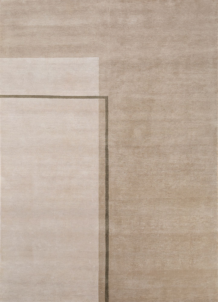 sthir beige and brown wool hand knotted Rug - HeadShot