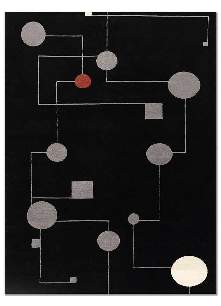 sthir grey and black wool hand knotted Rug - HeadShot