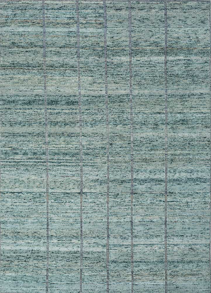 blythe blue wool hand knotted Rug - HeadShot