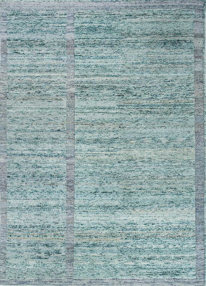 blythe blue wool hand knotted Rug - HeadShot