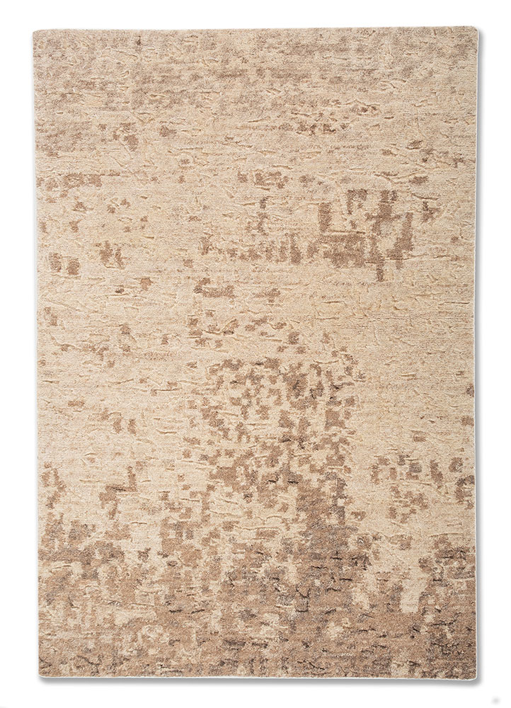 uvenuti beige and brown wool hand knotted Rug - HeadShot