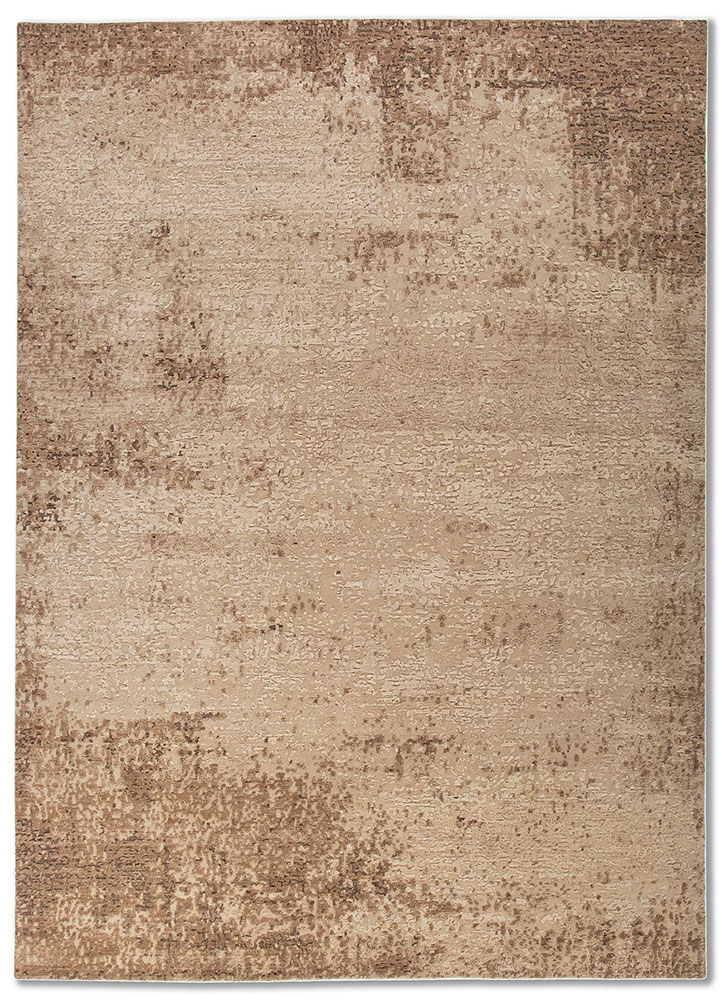 entropy beige and brown wool hand knotted Rug - HeadShot
