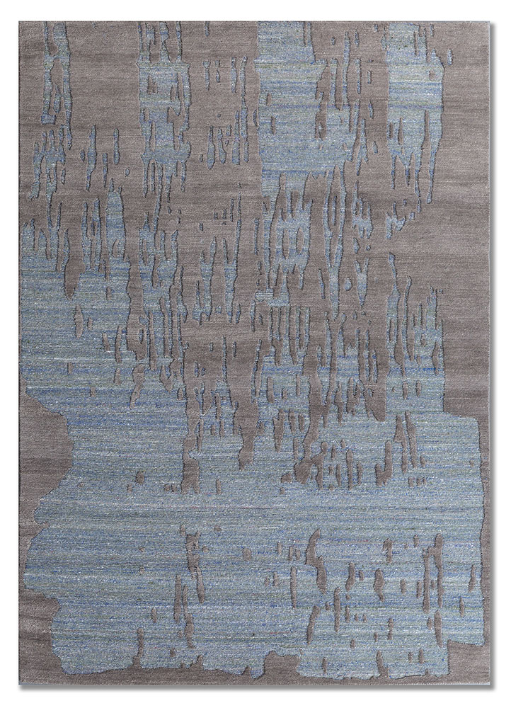 aprezo grey and black nylon hand knotted Rug - HeadShot