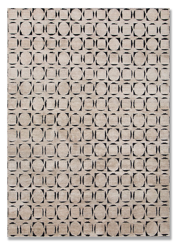 azalea ivory wool and silk hand knotted Rug - HeadShot