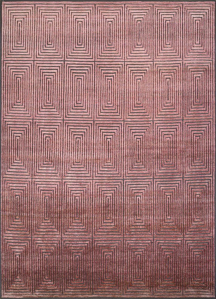 azalea red and orange wool and silk hand knotted Rug - HeadShot