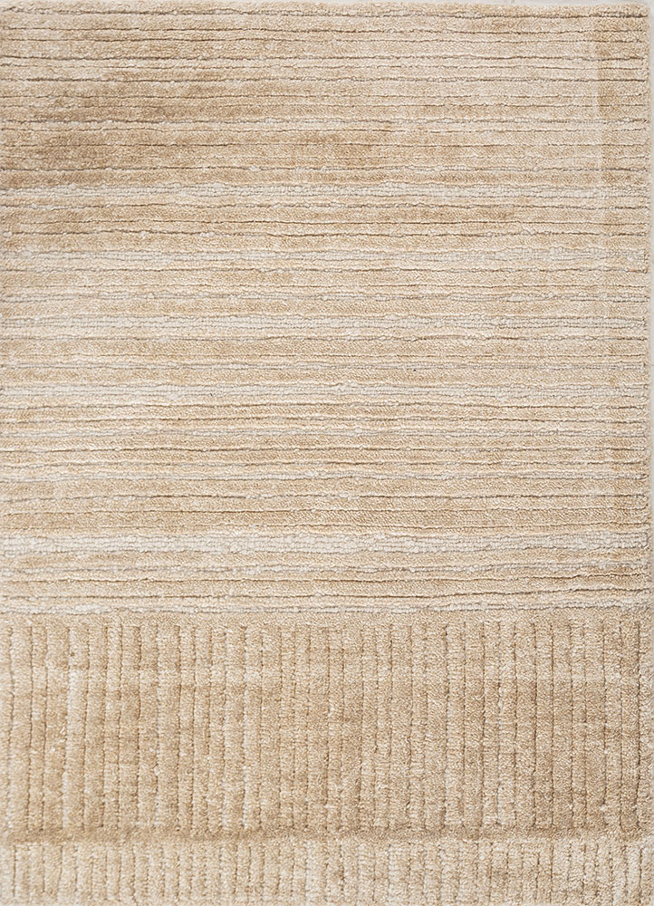 azalea beige and brown wool and silk hand knotted Rug - HeadShot