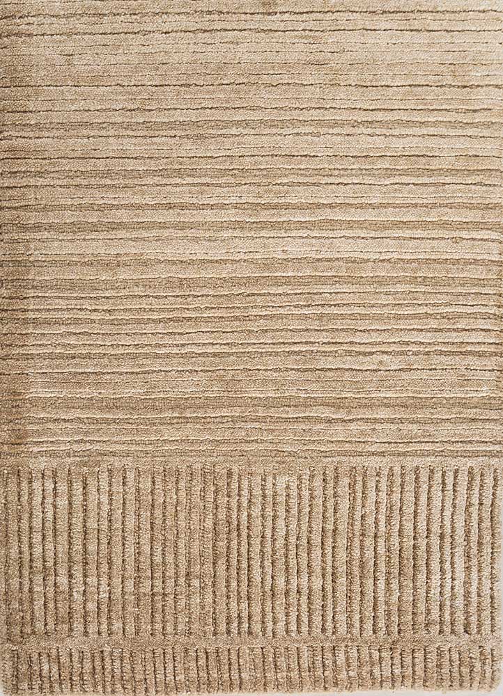 azalea beige and brown wool and silk hand knotted Rug - HeadShot