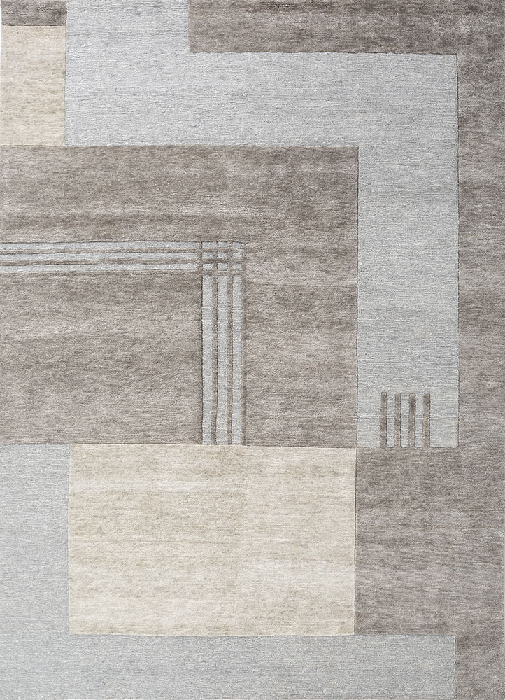 blythe grey and black wool hand knotted Rug - HeadShot
