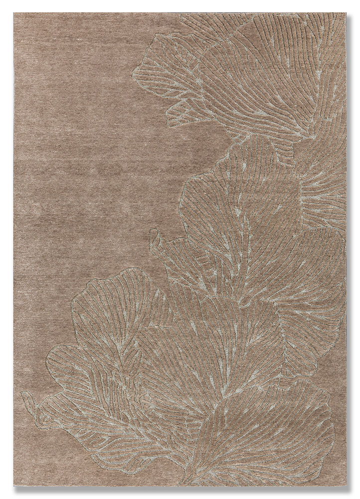 azalea beige and brown wool hand knotted Rug - HeadShot